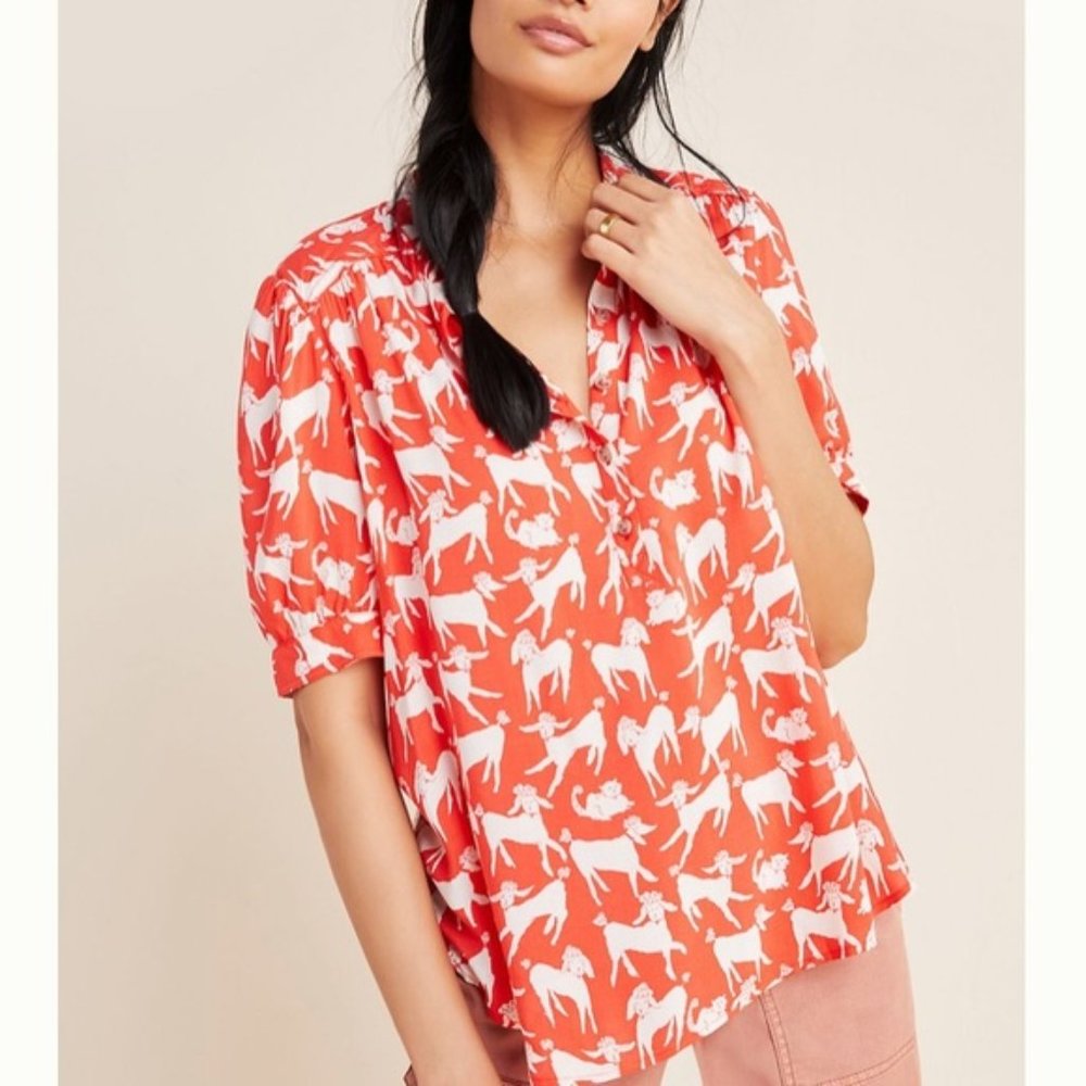 EMILY ISABELLA for Anthropologie Robina Poodle and Cats Top